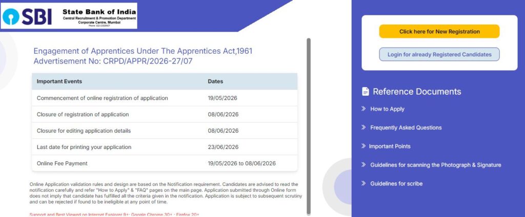 SBI Apprentice Recruitment 2026