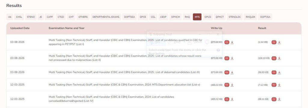 SSC MTS RESULT 2026 